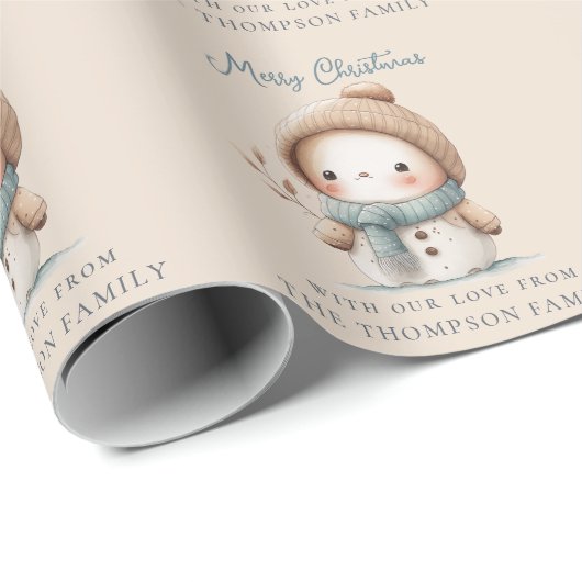 可愛いお洒落雪だるま名目出度々クリスマス ラッピングペーパー (ロールコーナー)