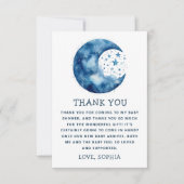 可愛いお洒落青い月の天の赤ちゃんシャワー サンキューカード (正面)