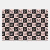 可愛いお洒落黒とピンクの蝶のパターン ラッピングペーパーシート (正面2)