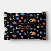 可愛いお茶のポットと名前をカスタムする付きカップ アクセサリーポーチ (裏面)