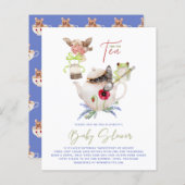 可愛いお茶パーティの招待状バジェット (正面/裏面)