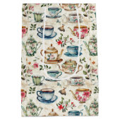 可愛いお茶パーティータイル模様 ミディアムペーパーバッグ (裏面)