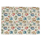 可愛いお茶パーティータイル模様 ラージペーパーバッグ (裏面)