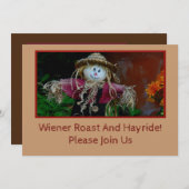 可愛いかかし、腕を伸ばし/どうぞ 招待状 (正面/裏面)