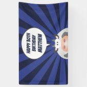 可愛いかわいいおもしろいマンガ牛ハッピーバースデー 横断幕 (縦)