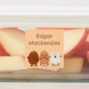 可愛いかわいいおもしろい卵のパーソナライズされた漫画 ラベル