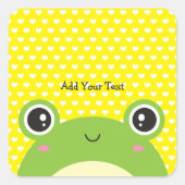 可愛いかわいいのぞきーとブーパーソナライズされたカエル スクエアシール (正面)