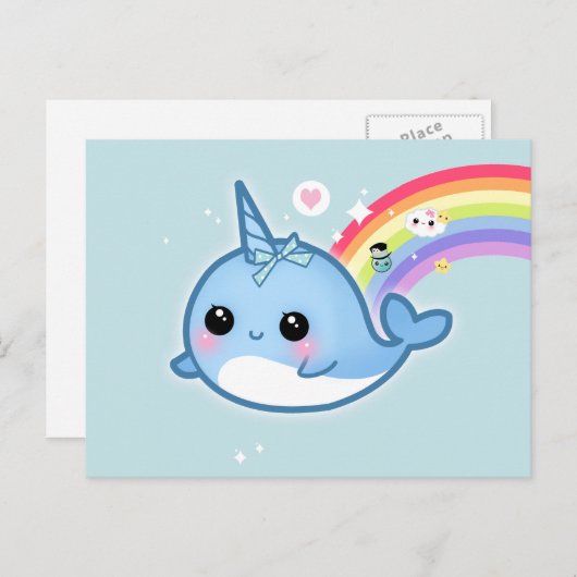 可愛いかわいいは虹と輝く星で語り合う ポストカード (正面/裏面)