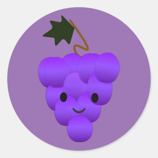 可愛いかわいいぶどうの束 ラウンドシール (正面)