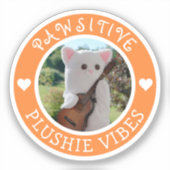 可愛いかわいいオレンジ色の温和なPlushieビーブス写真 シール (正面)