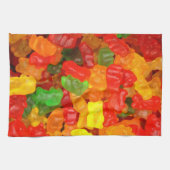 可愛いかわいいオレンジ黄色の赤いカラフルグミベア キッチンタオル (横)