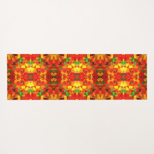 可愛いかわいいオレンジ黄色の赤いカラフルグミベア ヨガマット (裏面(横))