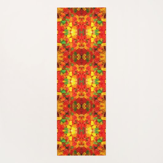可愛いかわいいオレンジ黄色の赤いカラフルグミベア ヨガマット (裏面)