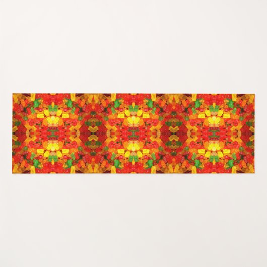 可愛いかわいいオレンジ黄色の赤いカラフルグミベア ヨガマット (正面(横))