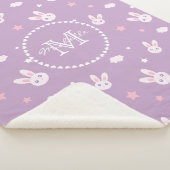 可愛いかわいいガーリーピンクバニーラビットパステルパープル シェルパブランケット (3/4)