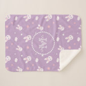 可愛いかわいいガーリーピンクバニーラビットパステルパープル シェルパブランケット (正面(横))