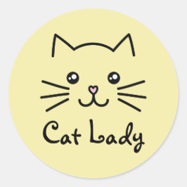 可愛いかわいいキッテンキャット顔猫好きミニマリスト ラウンドシール