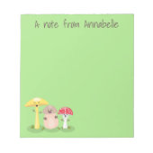 可愛いかわいいキノコ真菌トードスツール漫画 ノートパッド (正面)