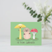 可愛いかわいいキノコ真菌トードスツール漫画 ポストカード (スタンド正面)