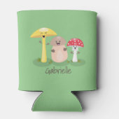 可愛いかわいいキノコ真菌トードスツール漫画 缶クーラー (裏面)