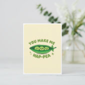 可愛いかわいいグリーンエンドウ野菜フードパンラブ引用文 ポストカード (スタンド正面)