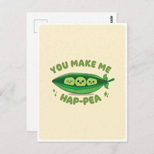 可愛いかわいいグリーンエンドウ野菜フードパンラブ引用文 ポストカード (正面/裏面)