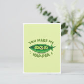 可愛いかわいいグリーンエンドウ野菜フードパンラブ引用文 ポストカード (スタンド正面)