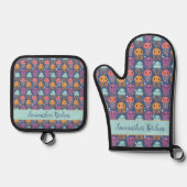 可愛いかわいいゲラパーソナライズされたゲ 鍋つかみ&鍋敷きセット (正面)