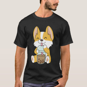 可愛いかわいいコルギドッグボバブルティーシャツアニメ Tシャツ