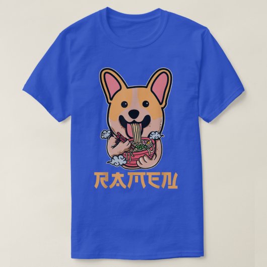 可愛いかわいいコルギT食べシャツのラーメンCorgi L Tシャツ (デザイン正面)