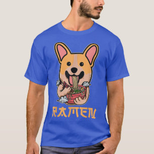 可愛いかわいいコルギT食べシャツのラーメンCorgi L Tシャツ