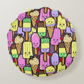 可愛いかわいいサマーポシクルズモノグラム ラウンドクッション (裏面)