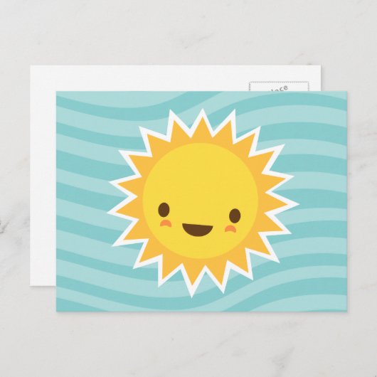 可愛いかわいいサンカートキャラクターを青に ポストカード (正面/裏面)