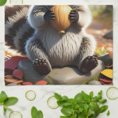 可愛いかわいいスタイルレーコンがコーンを保持 キッチンタオル (折り畳み)