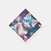 可愛いかわいいストライプのベビーピンクとブルー猫の子猫 スタンダードカクテルナプキン (角)