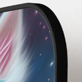 可愛いかわいいストライプのベビーピンクとブルー猫の子猫 ピックルボールラケット (左詳細)