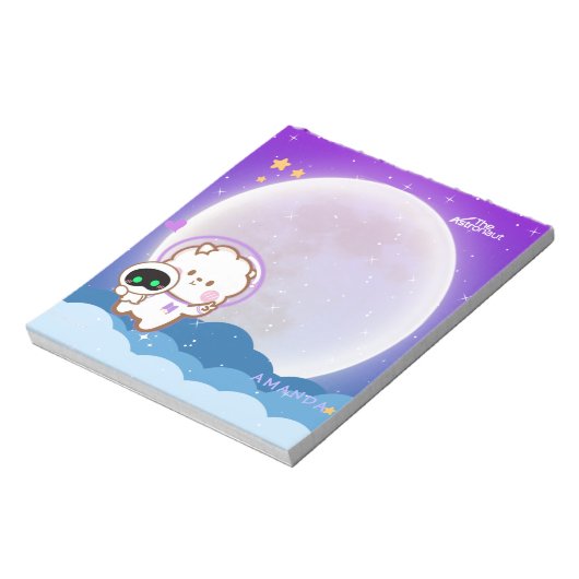 可愛いかわいいズジンニー宇宙飛行士の紫の宇宙 ノートパッド (回転)
