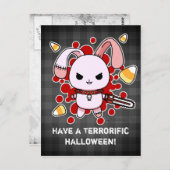 可愛いかわいいセイウチ付きエゾバニー ポストカード (正面/裏面)