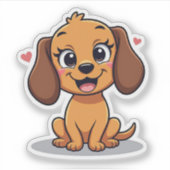 可愛いかわいいダックスシュント、愛想の良い顔、小 シール (正面)