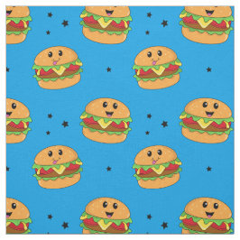 可愛いかわいいチーズバーガー柄オンブルー ファブリック