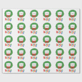 可愛いかわいいネコのクリスマスリースの季節の喜び ラッピングペーパー (フラット)