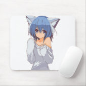 可愛いかわいいネコ娘ワイフ マウスパッド (マウス)