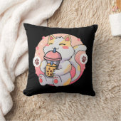 可愛いかわいいネコ棒葉茶アニメ子猫ギフトキッズギ クッション (ブランケット)