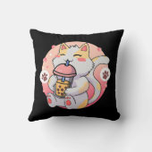 可愛いかわいいネコ棒葉茶アニメ子猫ギフトキッズギ クッション (裏面)