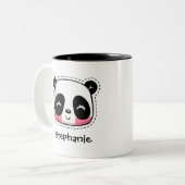可愛いかわいいパンダパーソナライズされたクマ ツートーンマグカップ (正面左)
