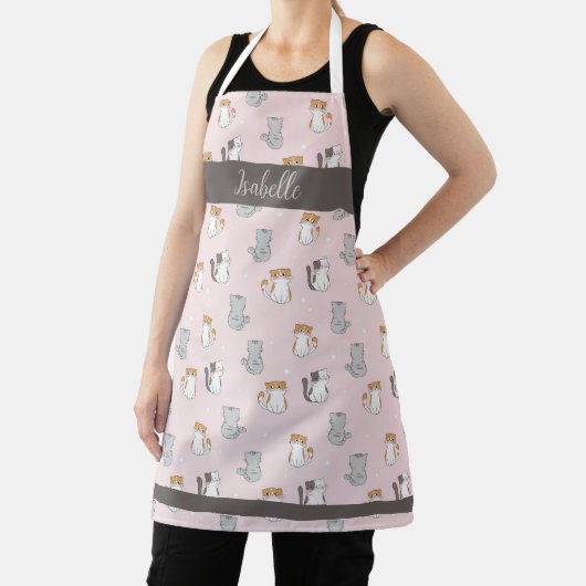 可愛いかわいいパーソナライズされた猫 エプロン (インサイチュ)