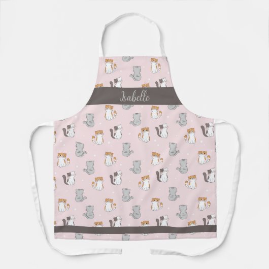 可愛いかわいいパーソナライズされた猫 エプロン (正面)
