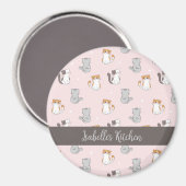 可愛いかわいいパーソナライズされた猫 マグネット (正面/裏面)