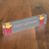 可愛いかわいいフランスのフリース名前をカスタムする デスクネームプレート (側面)