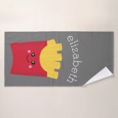 可愛いかわいいフランスのフリース名前をカスタムする バスタオル (バスタオル)